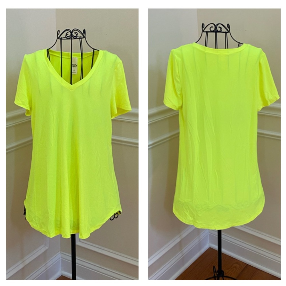 NWOT Pink Coconut Boutique Neon Yellow Tunic Tee